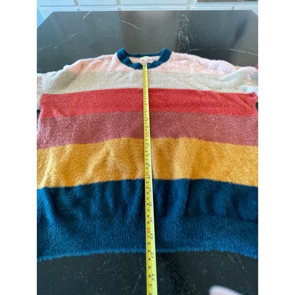 Coco + Jamieson multi stripe fuzzy crewneck sweater Med - Picture 5 of 9